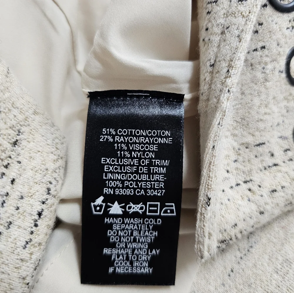NIC+ZOE Elegant Cream Women's Coat with Black Accents, Size XS - Picture 7 of 11